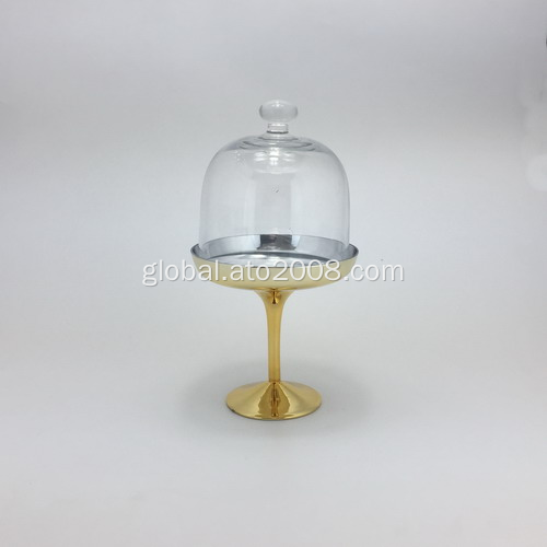 Cheese Dome Classic Glass Electroplate Gold Glass Cake Set Factory